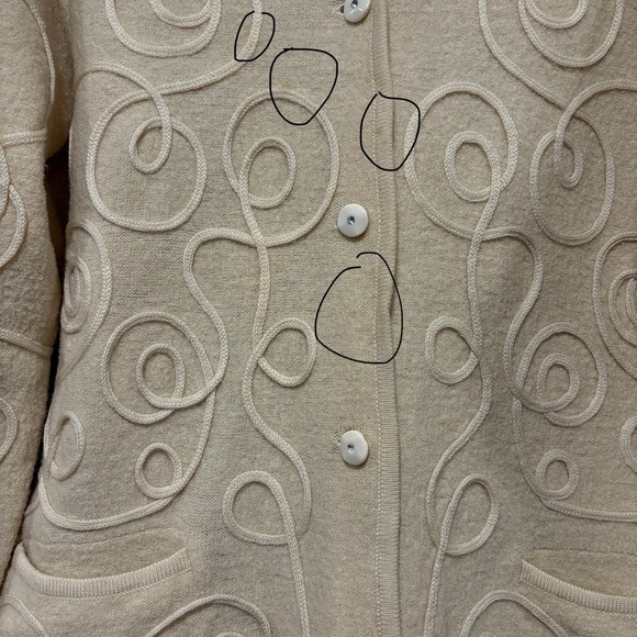 Tabi Cream Women's Button Up Cardigan Large 100% Pure New Wool WOOLMARK - Picture 4 of 11